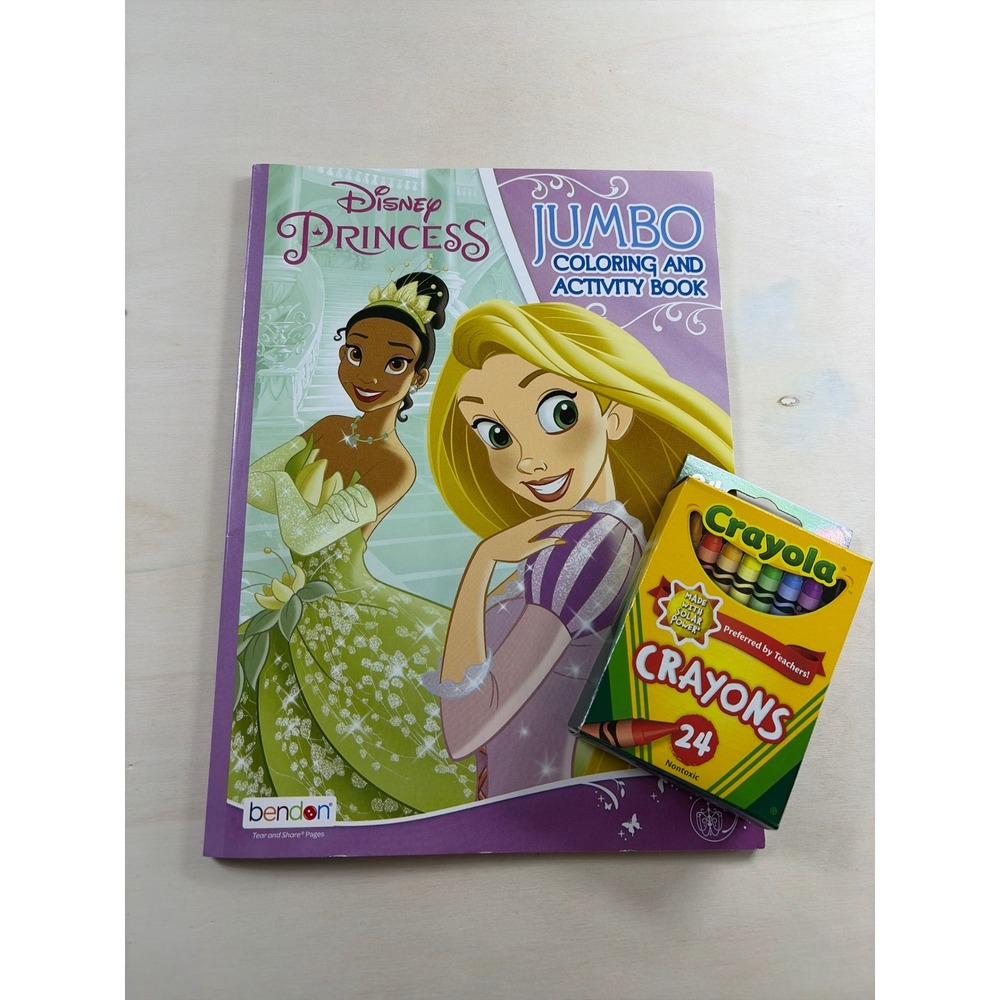 Disney Princess Jumbo Coloring Activity Book Bendon with 24Count Crayola Crayons